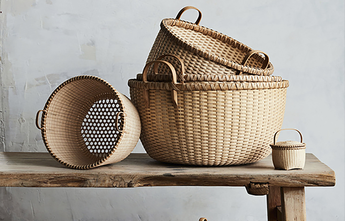 سبد حصیری دسته دار