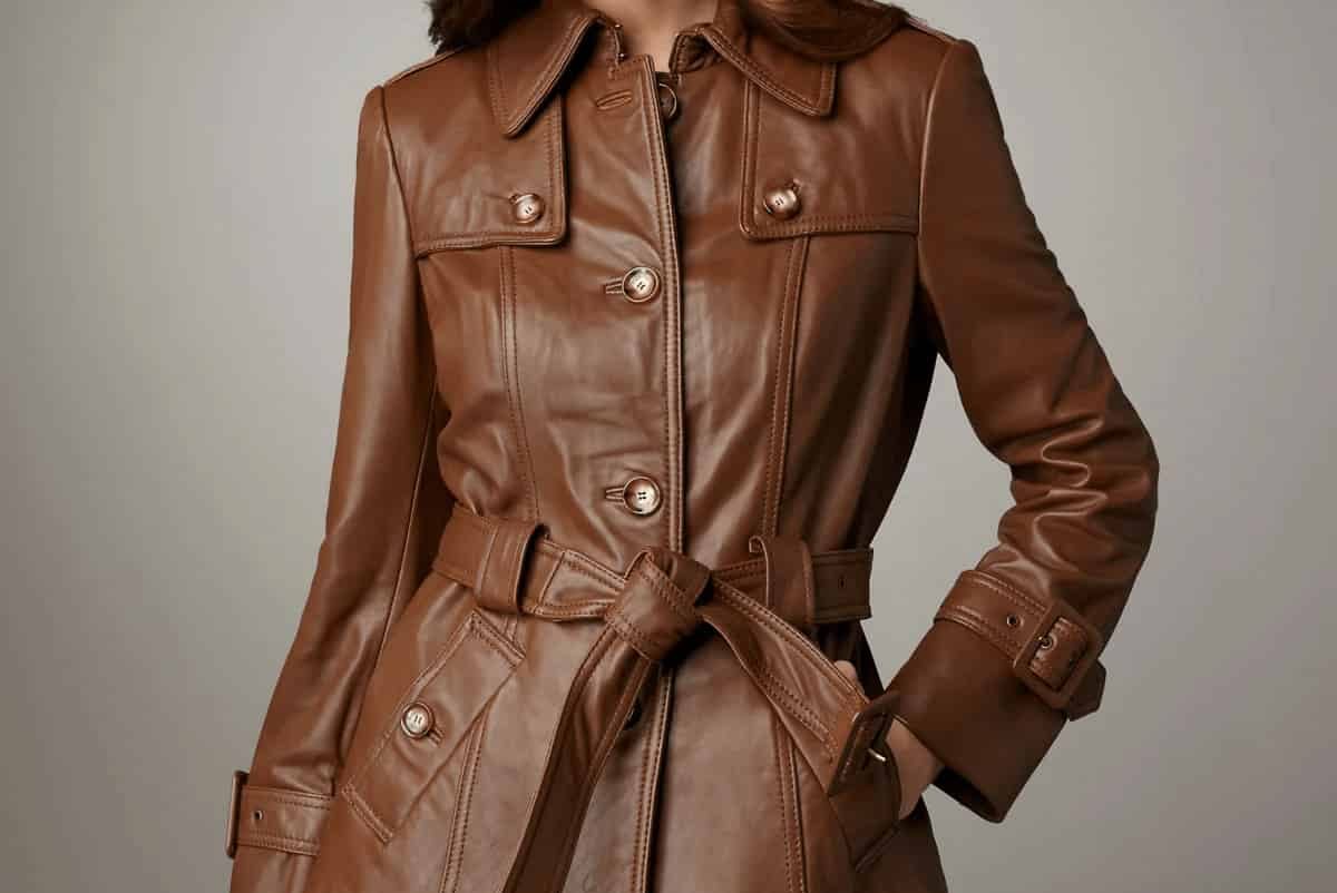 پالتو چرم قهوه ای